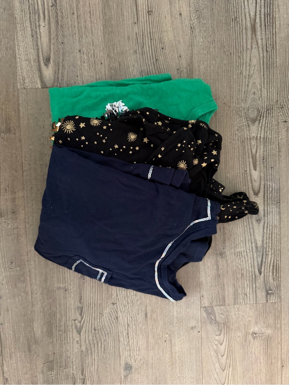 Crewcut long sleeve Tee Bundle - Navy, Black with Gold Stars, Green